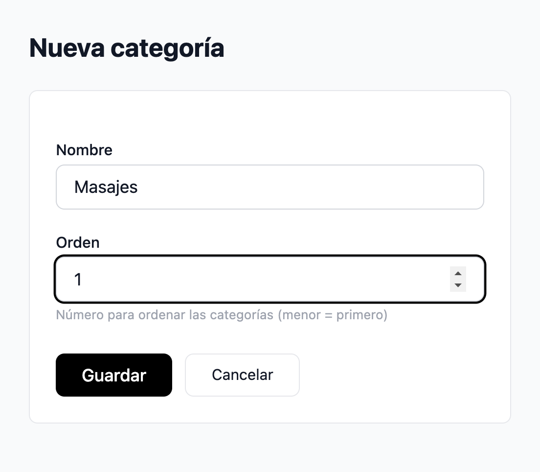 Captura: categorías